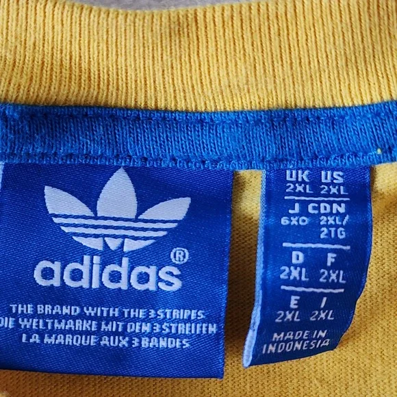 Adidas Soccer Shirt Mens 2XL Yellow Green Brazil Graphic Football Ball Big‎ Logo - Picture 3 of 14